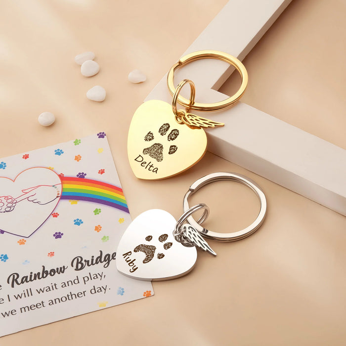 Paw Print Heart Pet Memorial Key Chain-Jewelry-Anavia-Afterlife Essentials