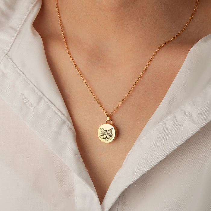 Pet Portrait Coin Memorial Cable Chain Necklace Cremation Jewelry-Jewelry-Anavia-Afterlife Essentials