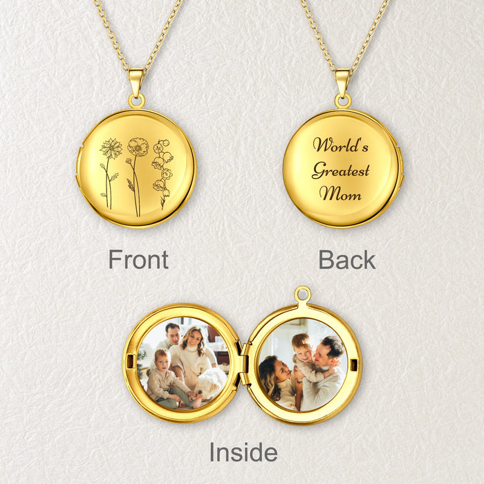 Round Flower Garden Bouquet Photo Locket Necklace-Jewelry-Anavia-Afterlife Essentials
