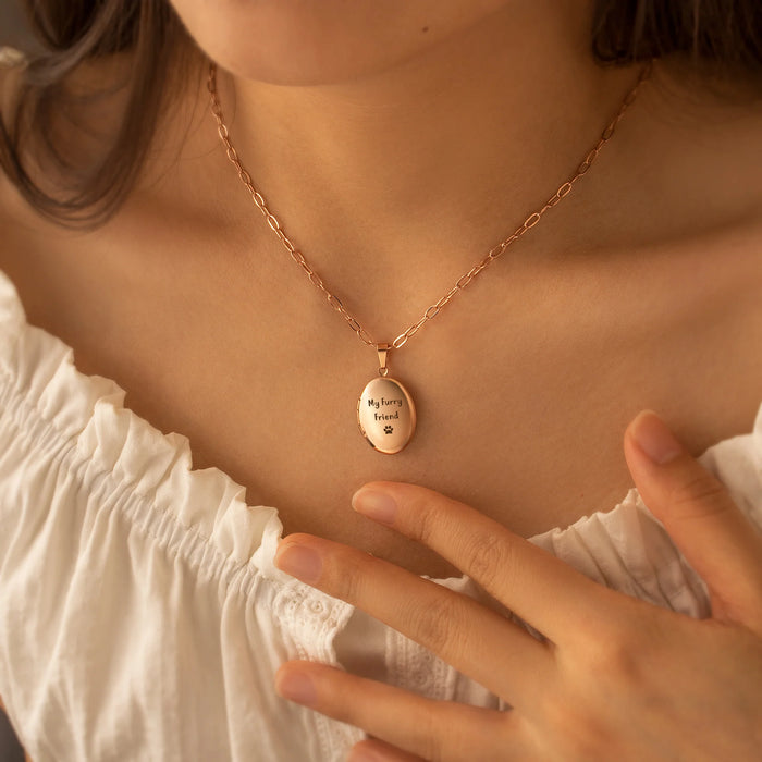 Oval Photo Locket Necklace-Jewelry-Anavia-Afterlife Essentials