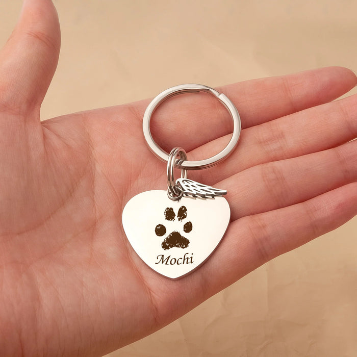 Paw Print Heart Pet Memorial Key Chain-Jewelry-Anavia-Afterlife Essentials