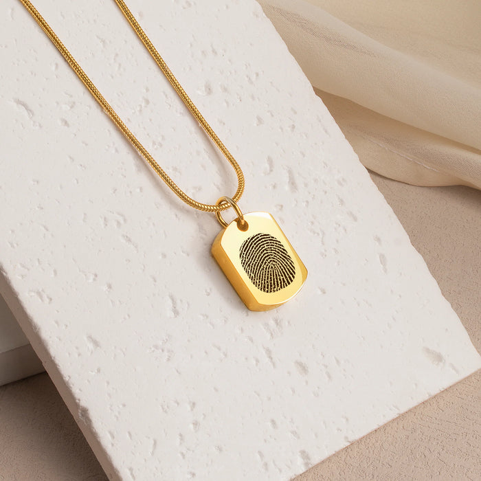 Dog Tag Fingerprint Memorial Necklace Cremation Jewelry-Jewelry-Anavia-Afterlife Essentials