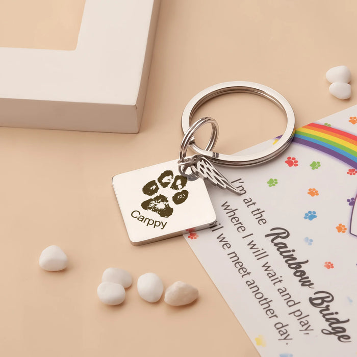 Paw Print Diamond Pet Memorial Key Chain-Jewelry-Anavia-Afterlife Essentials
