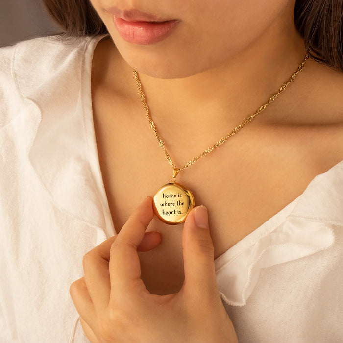 Round Photo Locket Necklace-Jewelry-Anavia-Afterlife Essentials