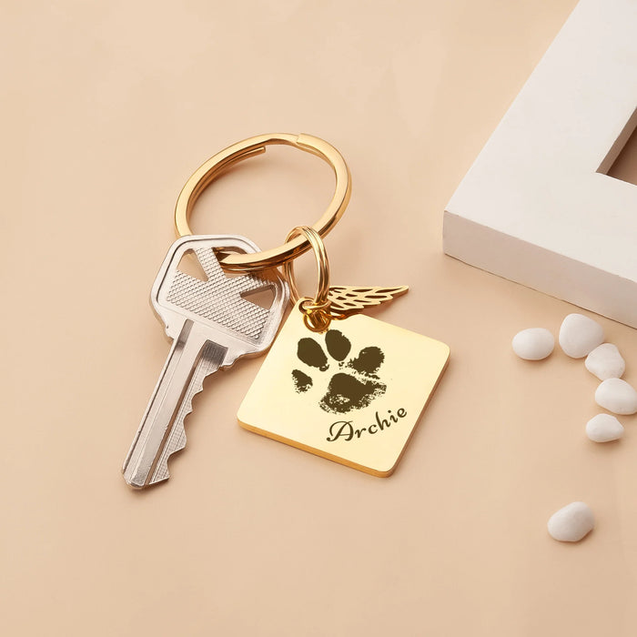 Paw Print Diamond Pet Memorial Key Chain-Jewelry-Anavia-Afterlife Essentials