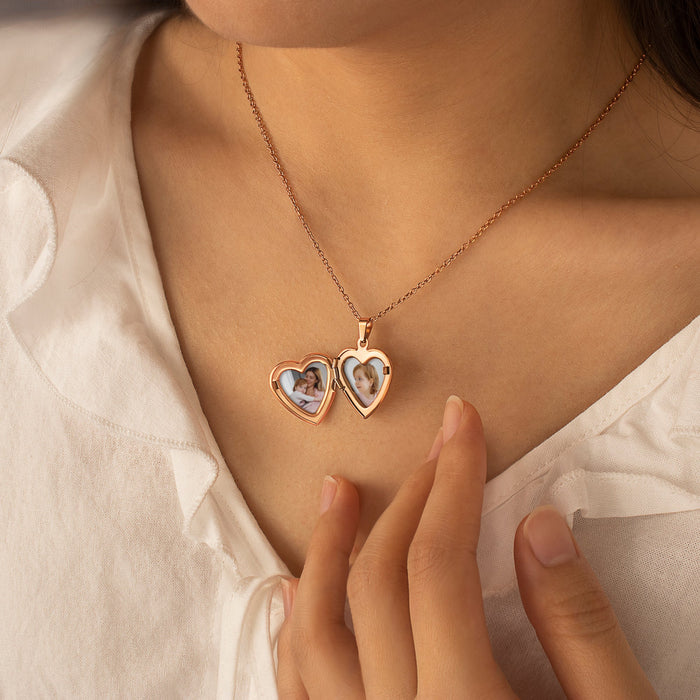 Birth Flower Heart Photo Locket Necklace-Jewelry-Anavia-Afterlife Essentials
