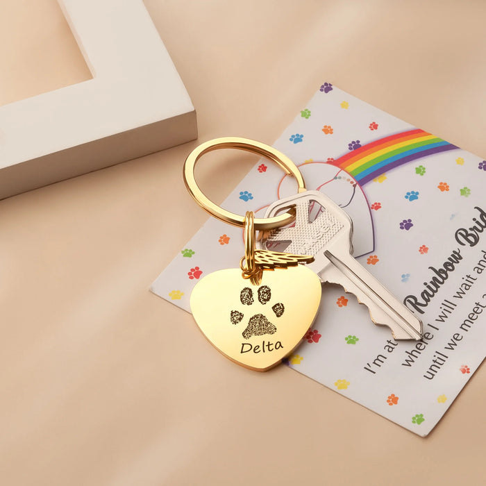 Paw Print Heart Pet Memorial Key Chain-Jewelry-Anavia-Afterlife Essentials