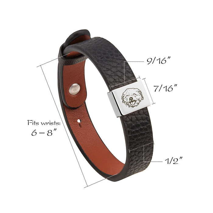 Personalized Pet Portrait Memorial Leather Bracelet-Jewelry-Anavia-Afterlife Essentials