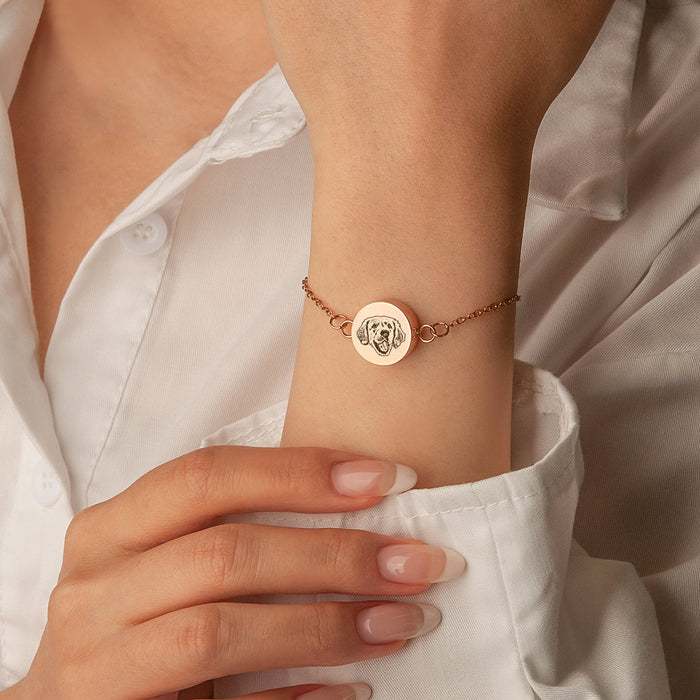 Pet Portrait Round Coin Memorial Bracelet Cremation Jewelry-Jewelry-Anavia-Afterlife Essentials