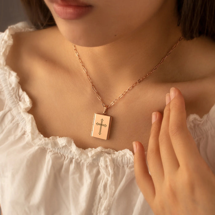 Square Logo Emblem Photo Locket Necklace-Jewelry-Anavia-Afterlife Essentials