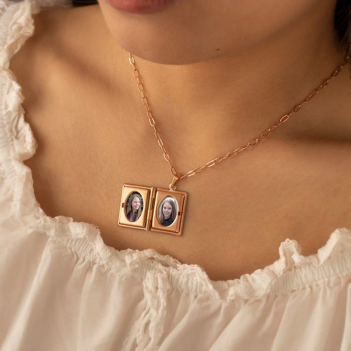 Square Logo Emblem Photo Locket Necklace-Jewelry-Anavia-Afterlife Essentials