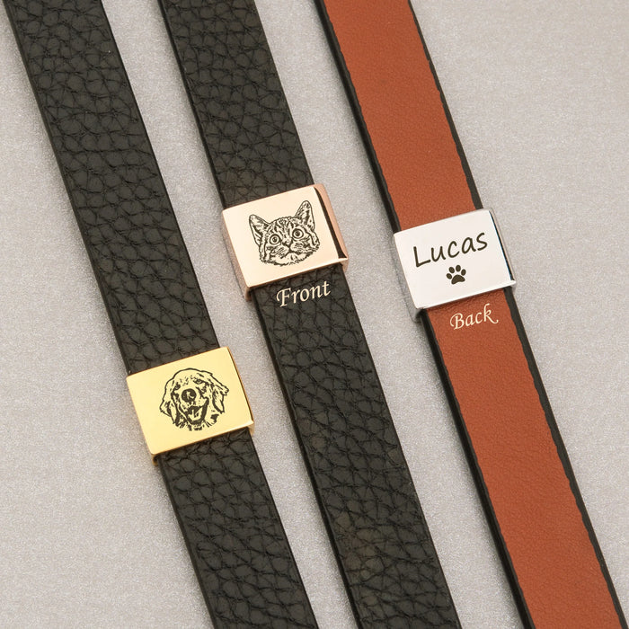 Personalized Pet Portrait Memorial Leather Bracelet-Jewelry-Anavia-Afterlife Essentials