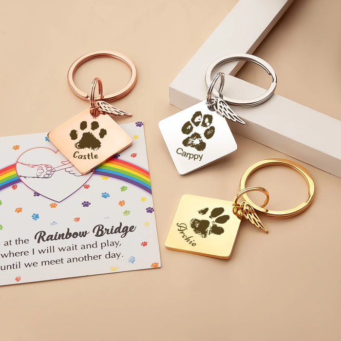 Paw Print Diamond Pet Memorial Key Chain-Jewelry-Anavia-Afterlife Essentials