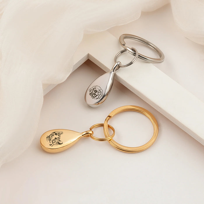 Pet Portrait Teardrop Memorial Key Chain Cremation Jewelry-Jewelry-Anavia-Afterlife Essentials