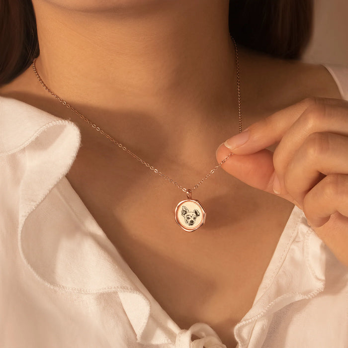 Pet Portrait Stamped Necklace-Jewelry-Anavia-Afterlife Essentials