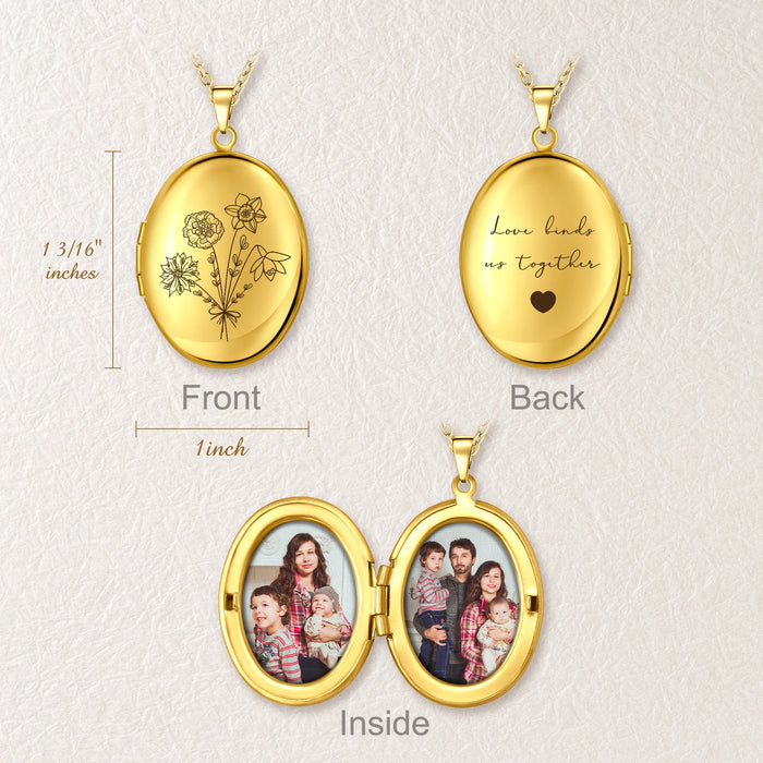 Oval Build Your Own Bouquet Photo Locket Necklace-Jewelry-Anavia-Afterlife Essentials