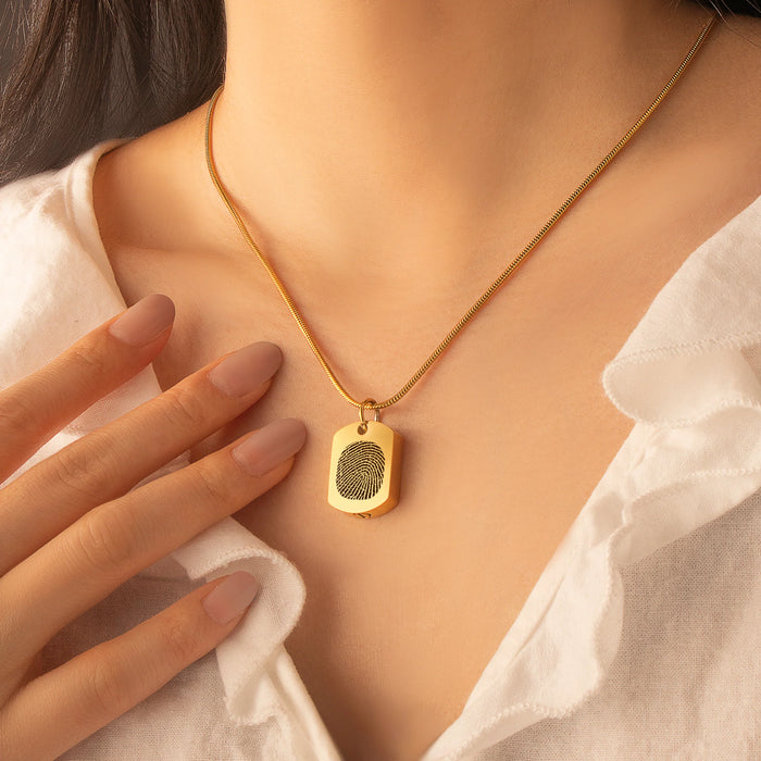 Dog Tag Fingerprint Memorial Necklace Cremation Jewelry-Jewelry-Anavia-Afterlife Essentials