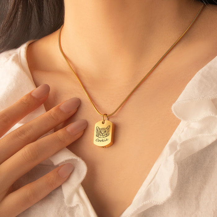 Custom Pet Portrait Dog Tag Memorial Necklace Cremation Jewelry-Jewelry-Anavia-Afterlife Essentials