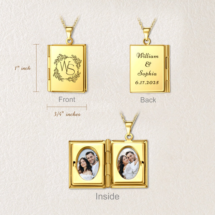 Square Logo Emblem Photo Locket Necklace-Jewelry-Anavia-Afterlife Essentials