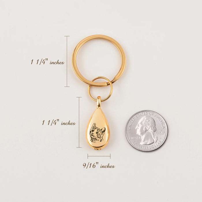 Pet Portrait Teardrop Memorial Key Chain Cremation Jewelry-Jewelry-Anavia-Afterlife Essentials