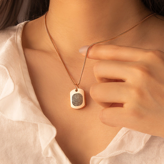 Dog Tag Fingerprint Memorial Necklace Cremation Jewelry-Jewelry-Anavia-Afterlife Essentials
