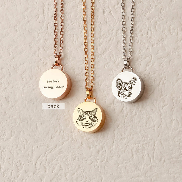 Pet Portrait Coin Memorial Cable Chain Necklace Cremation Jewelry-Jewelry-Anavia-Afterlife Essentials