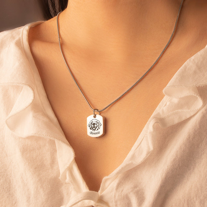 Custom Pet Portrait Dog Tag Memorial Necklace Cremation Jewelry-Jewelry-Anavia-Afterlife Essentials