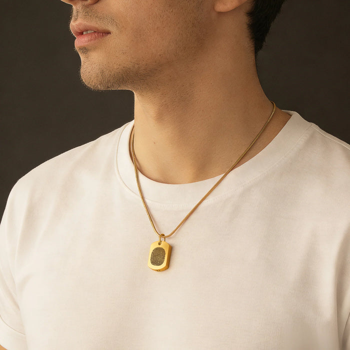 Dog Tag Fingerprint Memorial Necklace Cremation Jewelry-Jewelry-Anavia-Afterlife Essentials