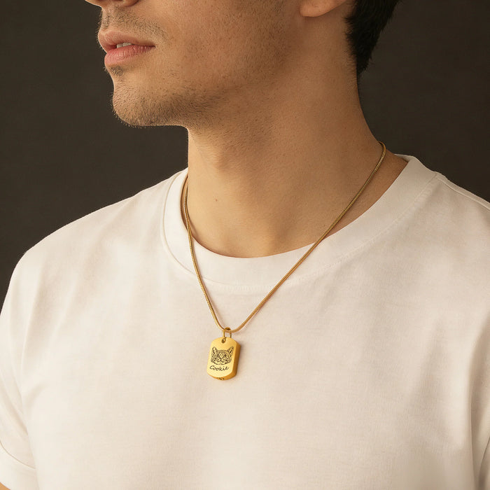 Custom Pet Portrait Dog Tag Memorial Necklace Cremation Jewelry-Jewelry-Anavia-Afterlife Essentials