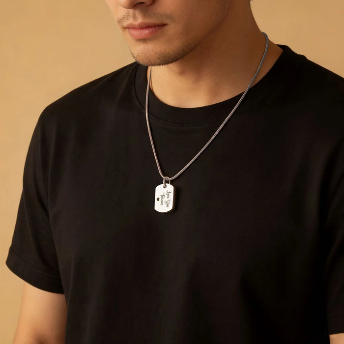 Vertical Engraving Dog Tag Memorial Necklace-Jewelry-Anavia-Afterlife Essentials
