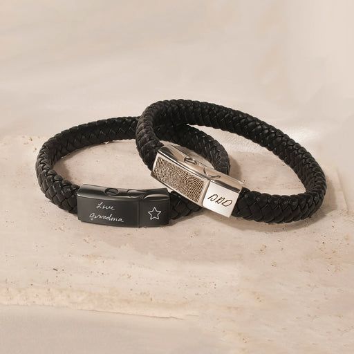 Fingerprint Leather Clasp Memorial Bracelet-Jewelry-Anavia-Afterlife Essentials