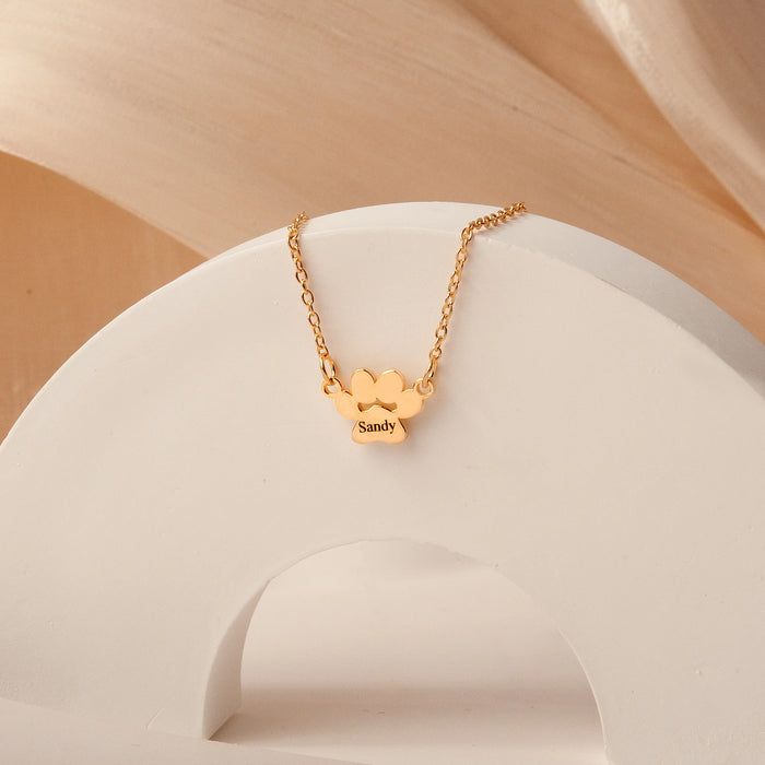 Horizontal Paw Print Name Necklace-Jewelry-Anavia-Afterlife Essentials
