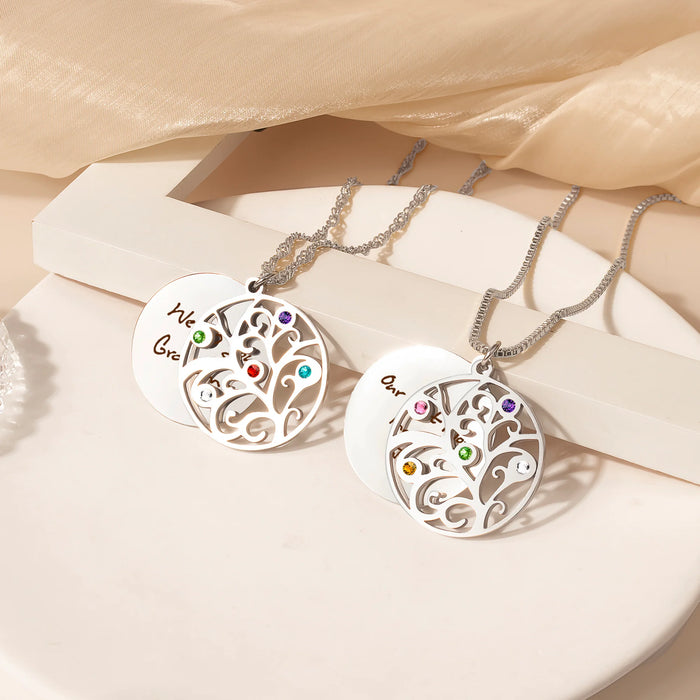 Handwriting Birthstone Tree of Life Necklace-Jewelry-Anavia-Afterlife Essentials