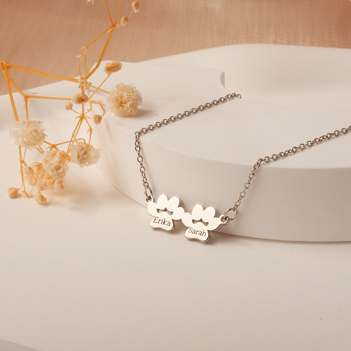 Horizontal Paw Print Name Necklace-Jewelry-Anavia-Afterlife Essentials