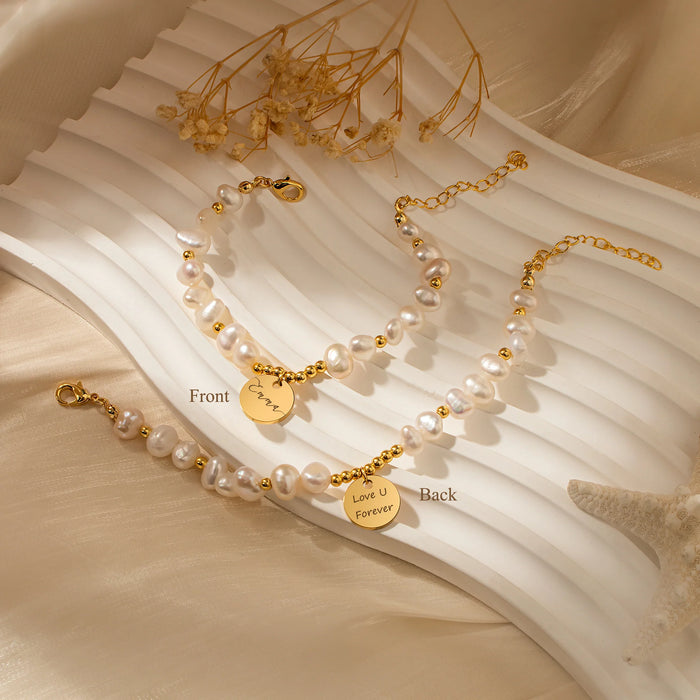 Personalized Round Pearl Bracelet-Jewelry-Anavia-Afterlife Essentials