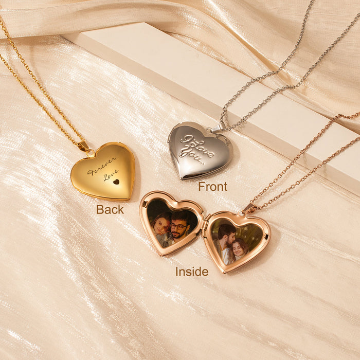 I Love You Photo Heart Locket Necklace-Jewelry-Anavia-Afterlife Essentials