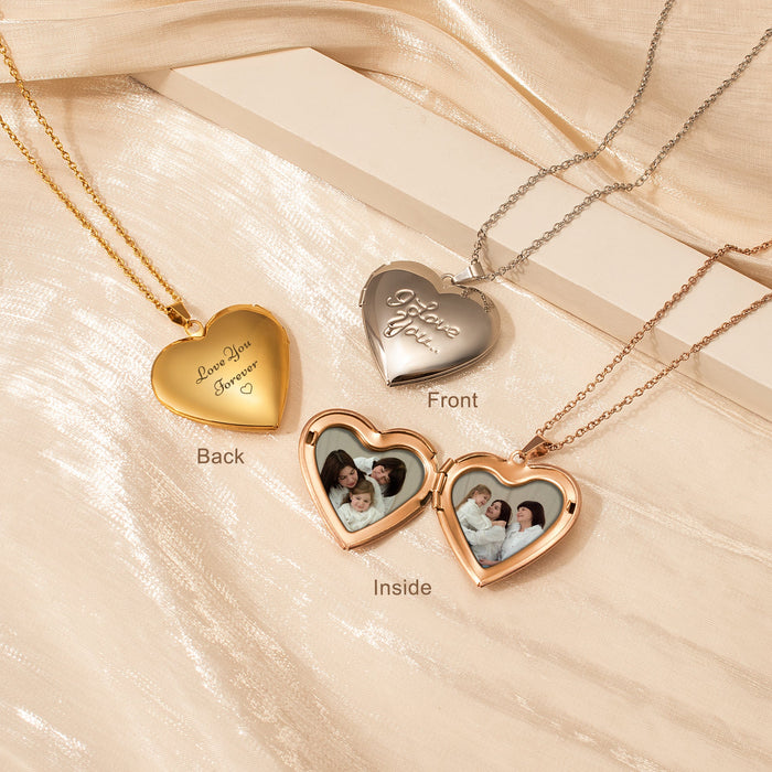 I Love You Photo Heart Locket Necklace-Jewelry-Anavia-Afterlife Essentials