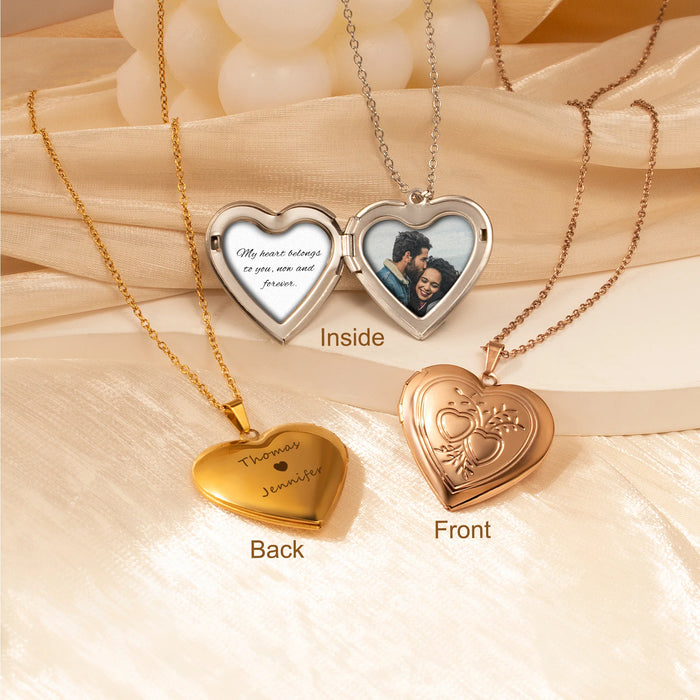 Double Heart Photo Heart Locket Necklace-Jewelry-Anavia-Afterlife Essentials