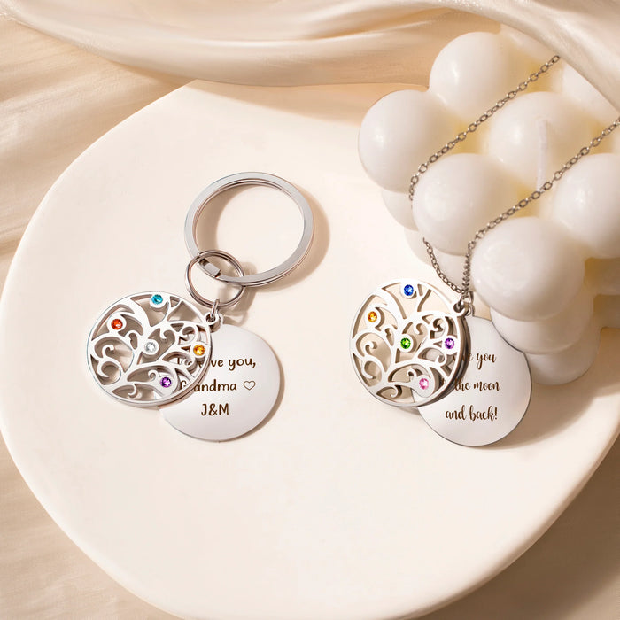 Custom Birthstone Tree of Life Necklace-Jewelry-Anavia-Afterlife Essentials