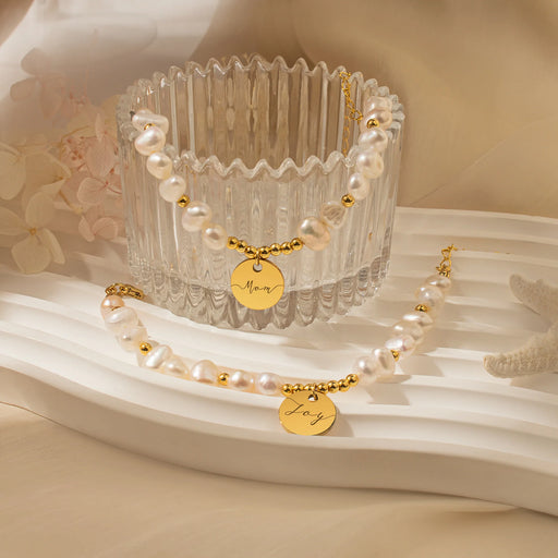 Personalized Round Pearl Bracelet-Jewelry-Anavia-Afterlife Essentials