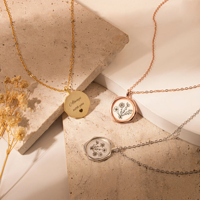Custom Flower Bouquet Stamped Necklace-Jewelry-Anavia-Afterlife Essentials