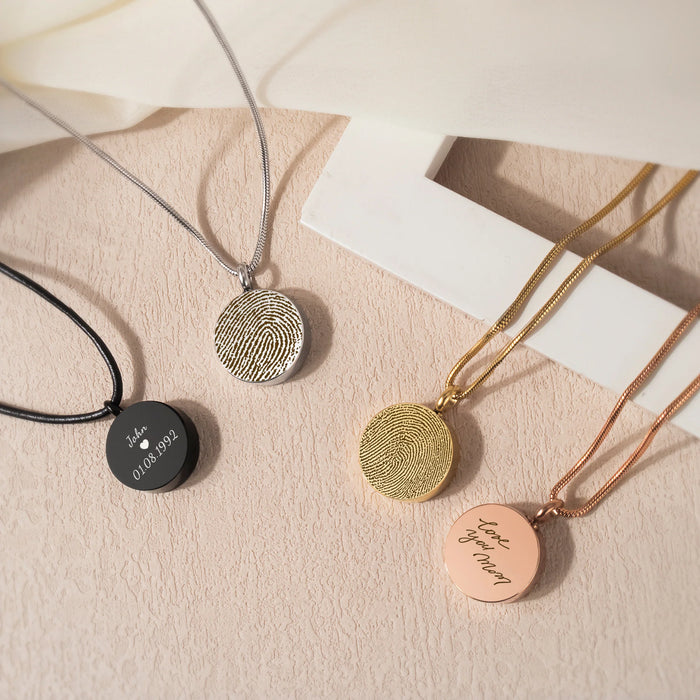 Fingerprint Coin Memorial Necklace Cremation Jewelry-Jewelry-Anavia-Afterlife Essentials