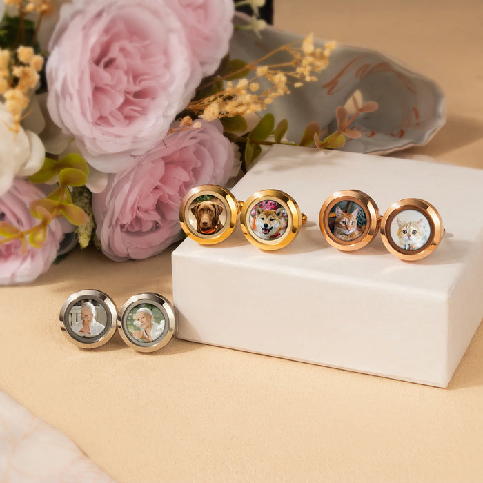 Glass Photo Locket Cufflinks-Jewelry-Anavia-Afterlife Essentials