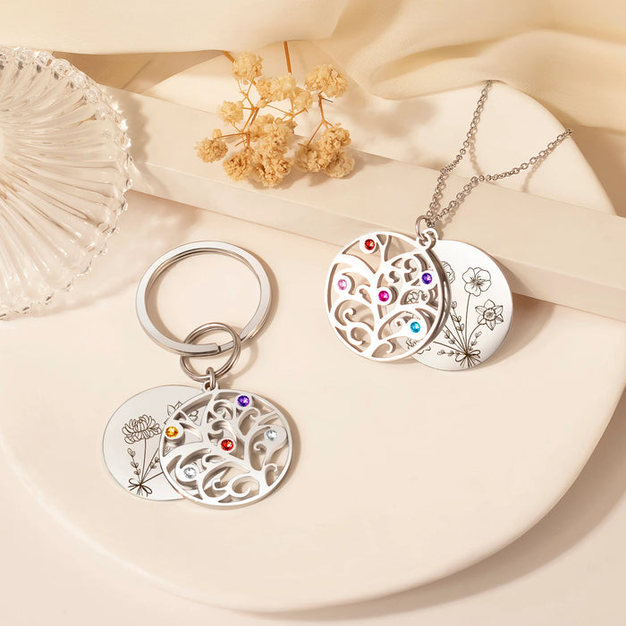 Build Your Own Bouquet Birthstone Tree of Life Necklace-Jewelry-Anavia-Afterlife Essentials