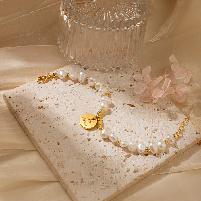 Personalized Round Pearl Bracelet-Jewelry-Anavia-Afterlife Essentials