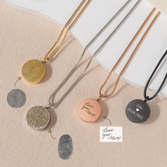 Fingerprint Coin Memorial Necklace Cremation Jewelry-Jewelry-Anavia-Afterlife Essentials
