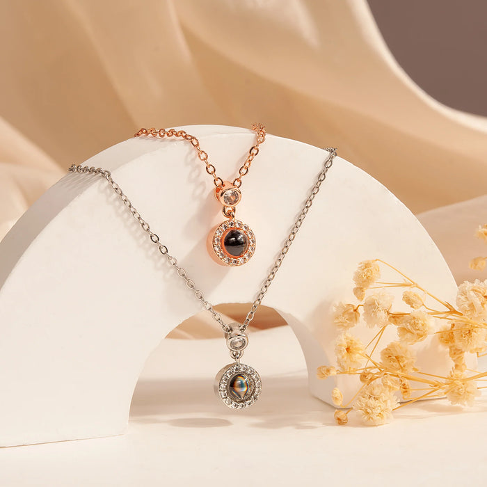 Round Photo Projection with Crystal Necklace-Jewelry-Anavia-Afterlife Essentials