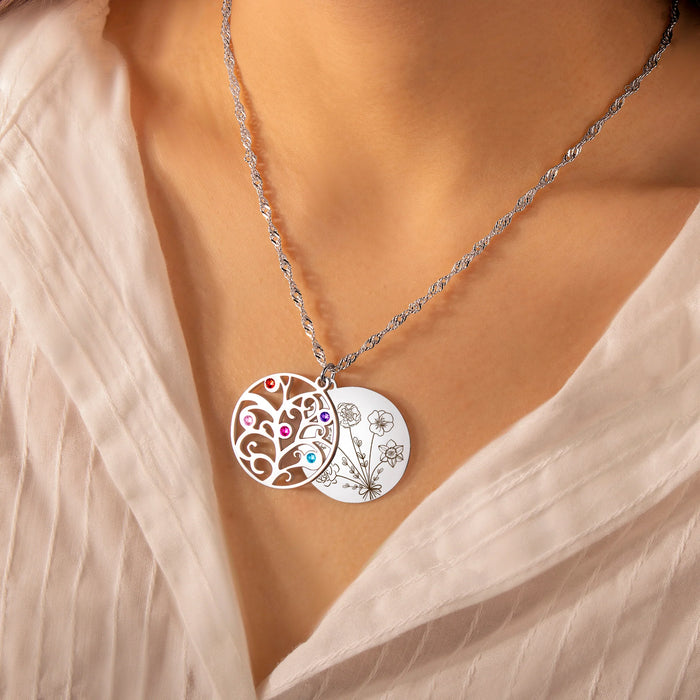 Build Your Own Bouquet Birthstone Tree of Life Necklace-Jewelry-Anavia-Afterlife Essentials