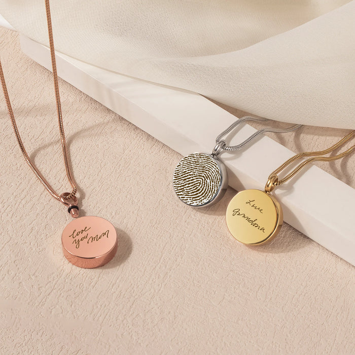 Fingerprint Coin Memorial Necklace Cremation Jewelry-Jewelry-Anavia-Afterlife Essentials