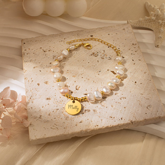 Personalized Round Pearl Bracelet-Jewelry-Anavia-Afterlife Essentials